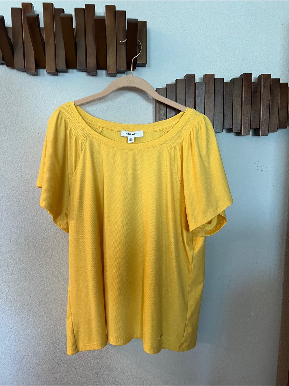 Nine West Bright Yellow Short-Sleeve Scoop Neck Tee